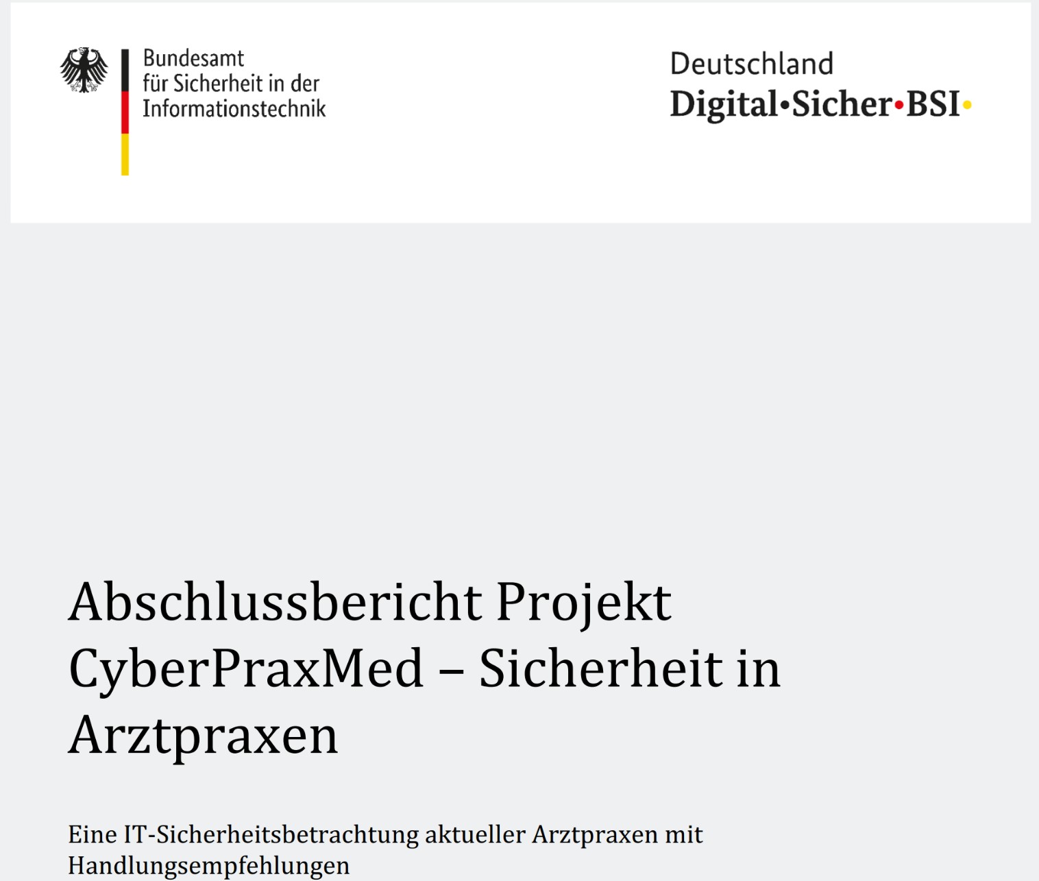 BSI veröffentlicht CyberPraxMed Abschlussbericht zur IT-Sicherheit in Arztpraxen